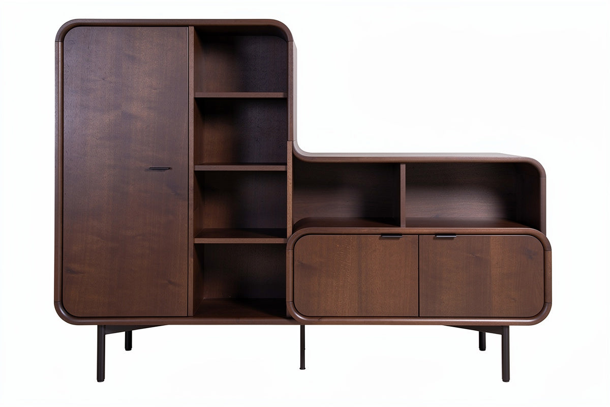 Modernes Holzregal mit asymmetrischem Design**