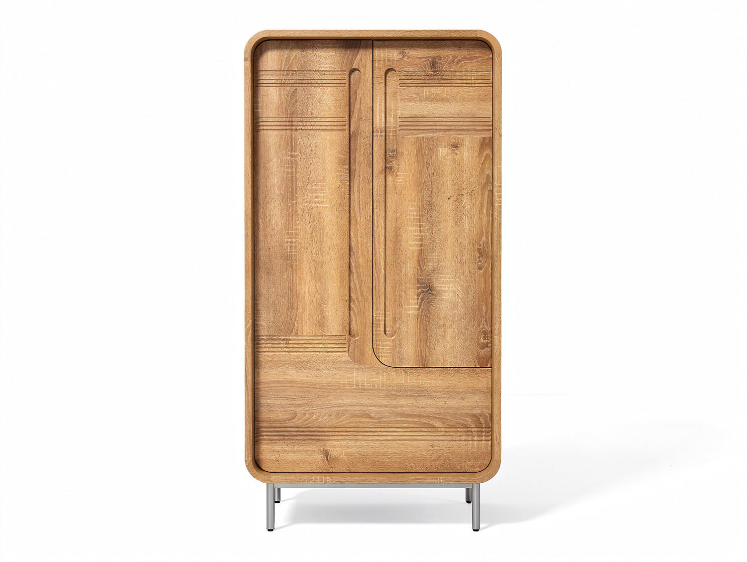 Technischer Titel in Deutsch: **Moderne Holzschrank mit minimalistischer Design und Metallbeinen**