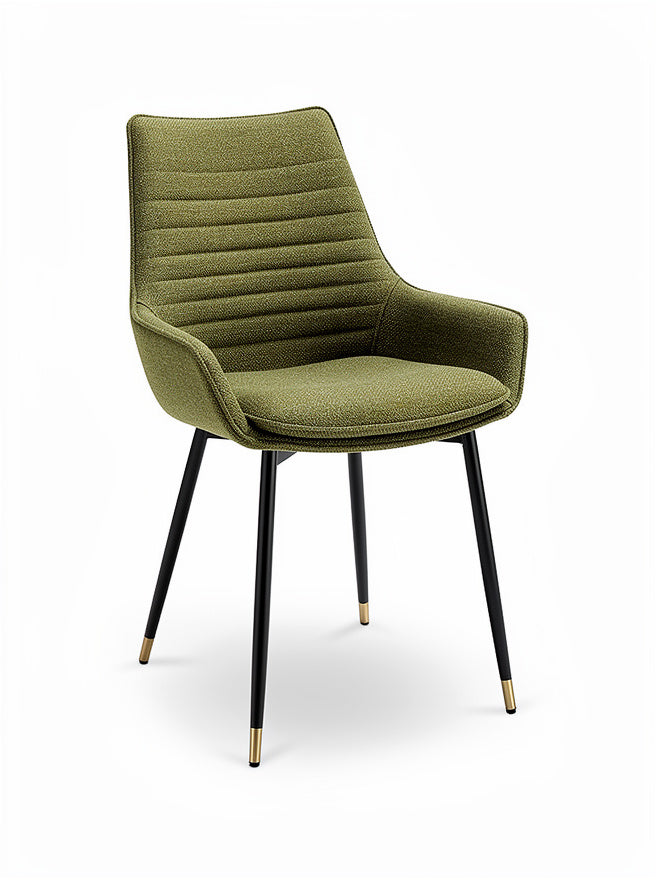 **Moderne ergonomische Stuhl mit grünem Bezug und eleganten Metallbeinen**